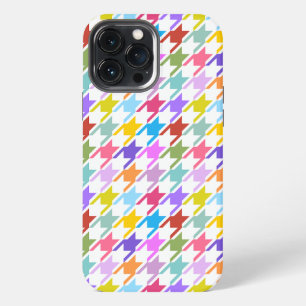Etui iPhone 13 Pro Max Multicolor Houndstooth+Motif blanc
