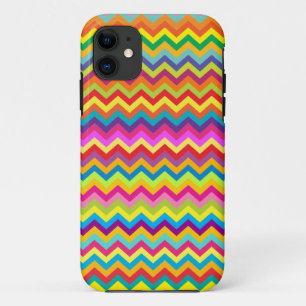 Coque iphone multicolore de motif de zigzag de