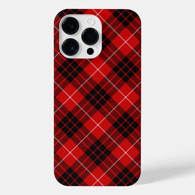 Coque iPhone Munro tartan rouge noir plaid (Verso)