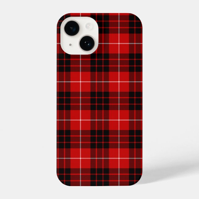 Coque iPhone Munro tartan rouge noir plaid (Verso)