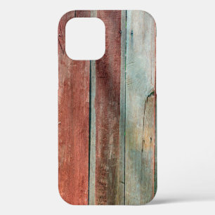 Coque iPhone 12 mur de bois de couleur vintageabstrait,âgé,fond