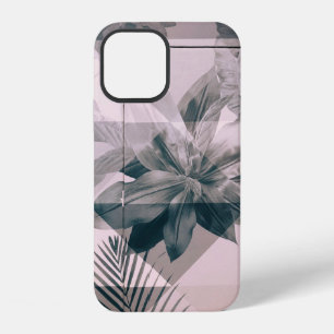 COQUE iPhone 12 MUR ET PORTE PEINTS FLEURIS BLANC ET GRIS