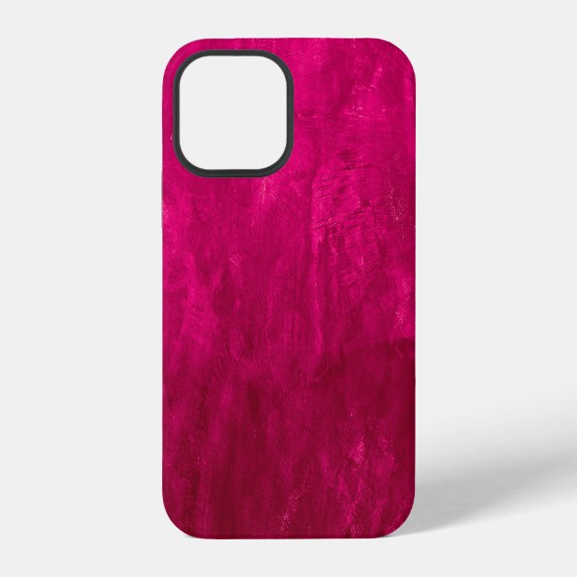 Coque iPhone Mur rose foncé : texture abstraite. (Verso)