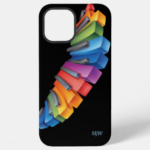 Coque iPhone 12 Pro Max Musique de clavier de piano coloré avec votre mono