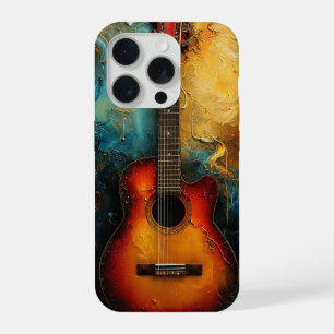 Coque iPhone 15 Pro Musique de Guitare Rétro Esthétique Inspirante Art