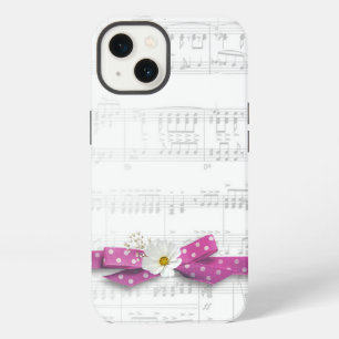Etui iPhone 13 Musique et ruban à pois