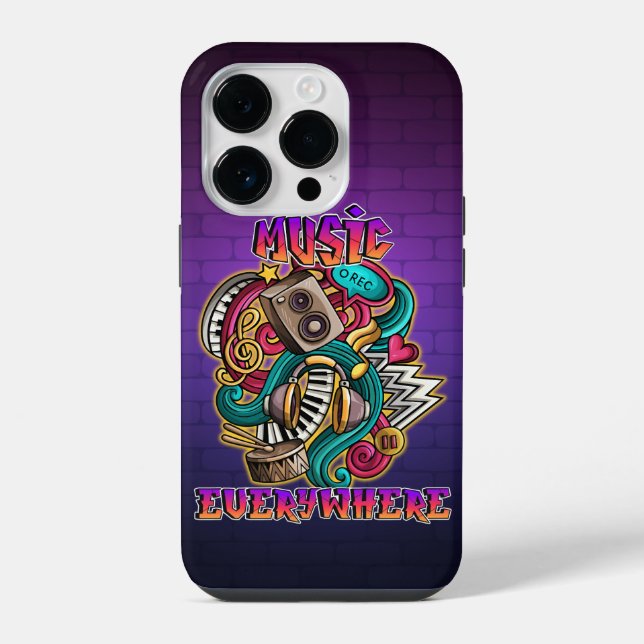 Coque iPhone Musique partout graffiti (Verso)