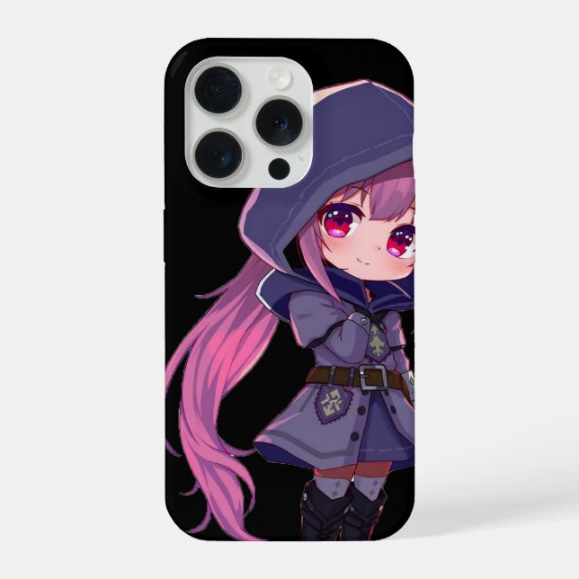 Coque iPhone Mystical Anime Phone Case – Pink-Haired Chibi in H (Verso)