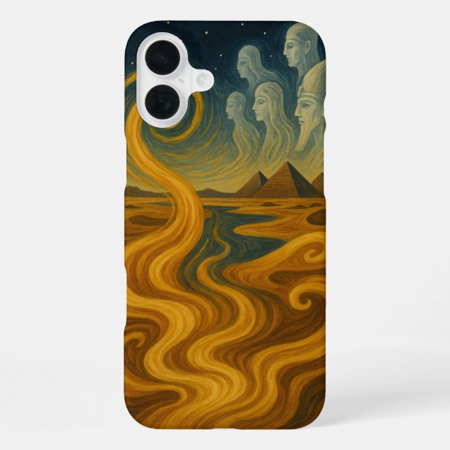 Coque iPhone Mystique des Pyramides Antiques Or Céleste (Verso)