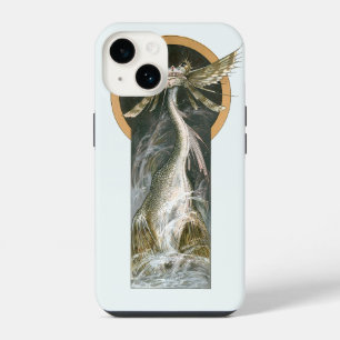 Coque Pour iPhone 14 Mythologie vintage, un dragon ailé dans l'océan