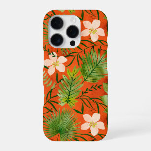 Coque iPhone 16 Pro Nalani Jardin Tropical Hawaïen Corail