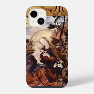 Coque Pour iPhone 14 NATIVITÉ, LILLES BLANCS, MAGIE DE NOËL Monogramme