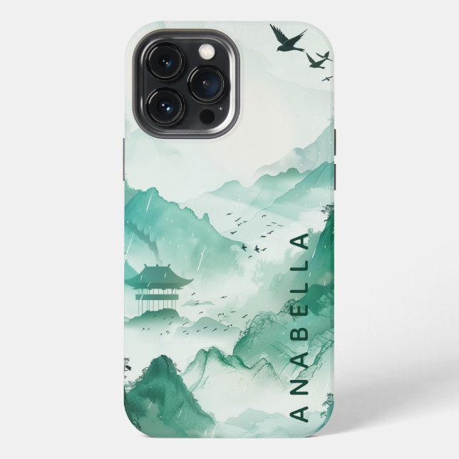 Coque iPhone Nature Art I Nom personnalisé (Verso)