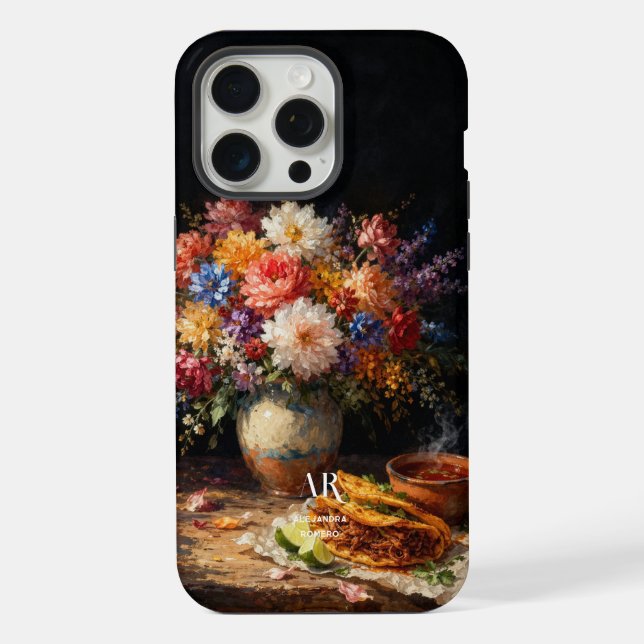 Coque iPhone Nature morte de Birria florale | Monogramme (Verso)