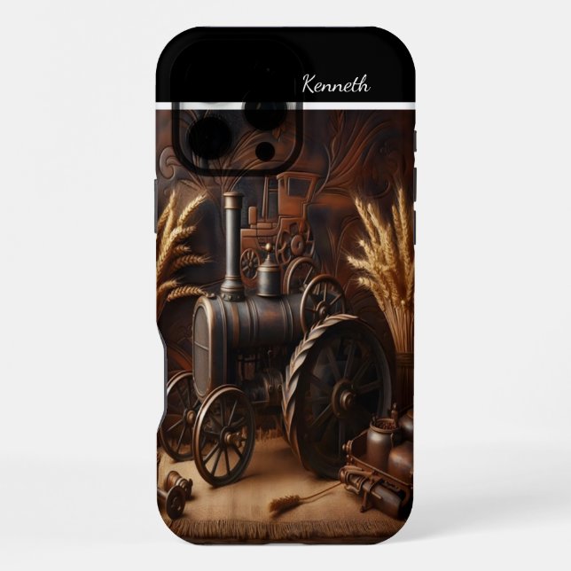 Coque iPhone Nature morte de machine à vapeur rustique (Verso)