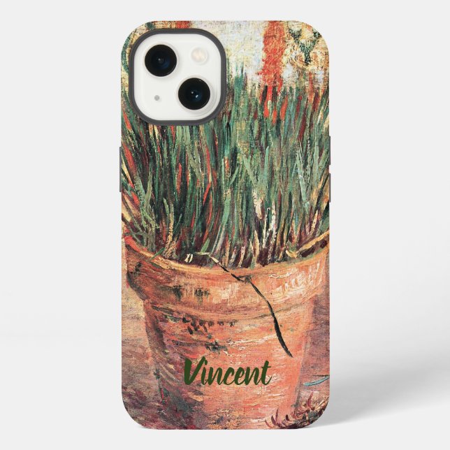 Coque iPhone Nature morte Pot de fleurs avec ciboulette par Vin (Verso)