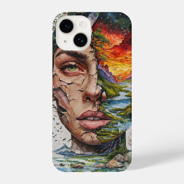 Coque iPhone “Nature Within – Artistic Woman & Mountain River L (Verso)
