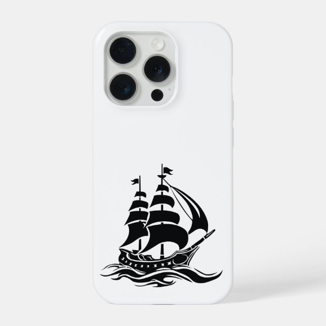 Coque iPhone Navire à voile fantôme – Illustration océanique vi (Verso)