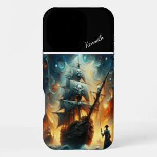 Coque iPhone 16 Pro Max Navire Pirate Sous Les Cieux Étoilés