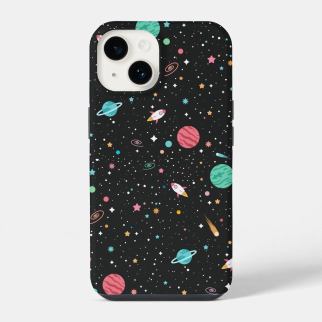 Coque iPhone Navires de fusées spatiales et planètes (Verso)