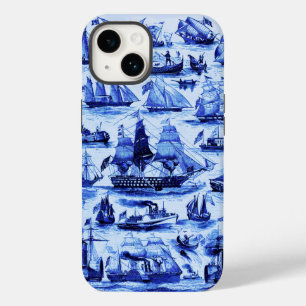 Coque Pour iPhone 14 NAVIRES ET NAVIRES vintages, Bleu marine