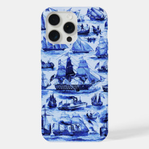 Coque iPhone 15 Pro Max NAVIRES ET VOILIERS VINTAGE, Bleu marine