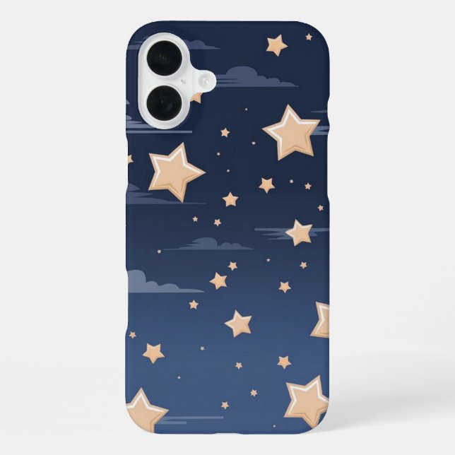 Coque iPhone Navy & Beige Clair Grandes Étoiles (Verso)