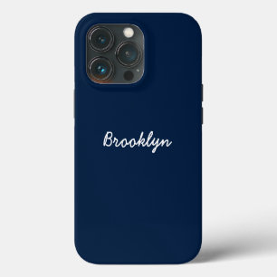 Etui iPhone 13 Pro Navy bleu personnalisé nom écriture personnalisée