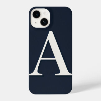 Coque Pour iPhone 14 Navy Blue Phone Case with Bold White Trendy
