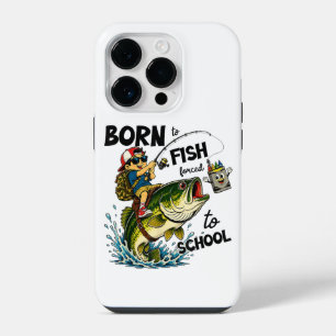 Coque Pour iPhone 14 Plus Né pour aller à la pêche forcé d'aller à l'école