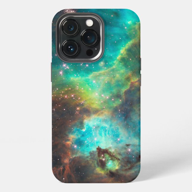 Coque iPhone Nébuleuse turquoise (Dos)