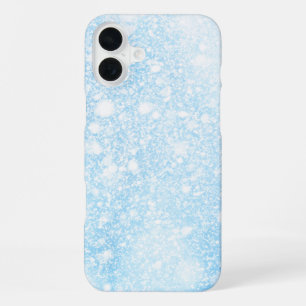 Coque iPhone 16 Plus Neige hivernale noire et blanche scintillante