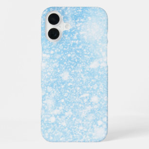 Coque iPhone 16 Plus Neige hivernale scintillante noir et blanc