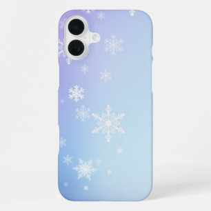 Coque iPhone 16 Plus Neige hivernale scintillante noire et blanche