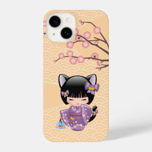 Coque Pour iPhone 14 Neko Kokeshi Poupée - Cat Ears Geisha Girl