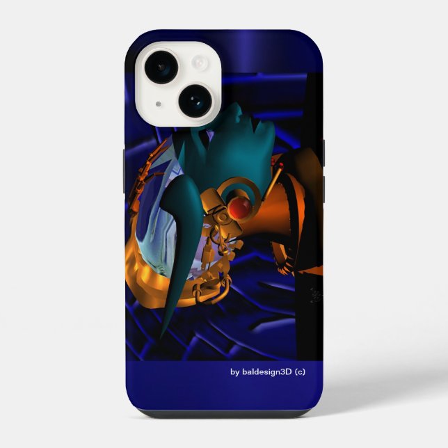 Coque iPhone NEMES / HYPER ANDROID PORTRAIT Bleu (Verso)