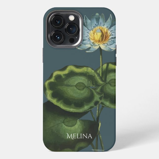Coque iPhone Nénuphar bleu Coque-coque iphone unique -mat (Verso)