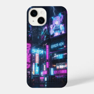 Coque Pour iPhone 14 Neon Cyberpunk Glitch Anime iPhone Case