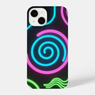 Coque Pour iPhone 14 Neon Glow Black Phone Case