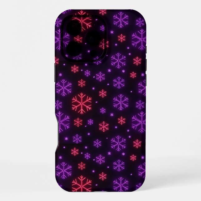 Coque iPhone Neon Snowflakes (Verso)