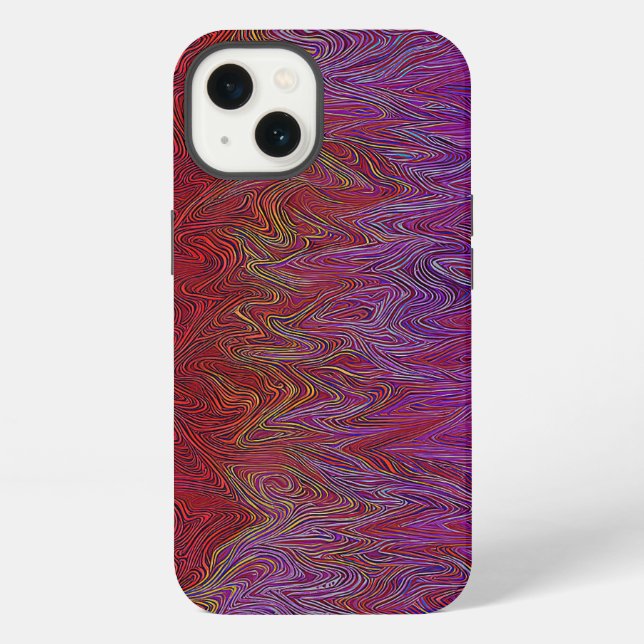 Coque iPhone "Neural Firestorm" Abstrait” Rouge Violet (Verso)