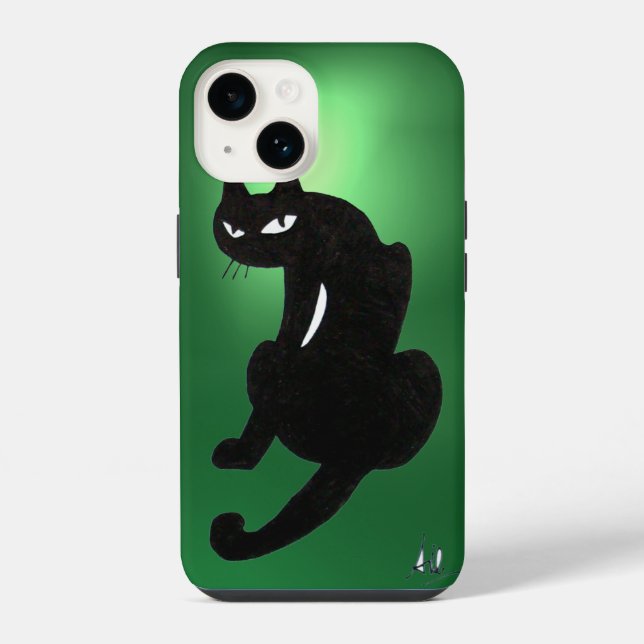 Coque iPhone NINJA CHAT NOIR vert (Verso)
