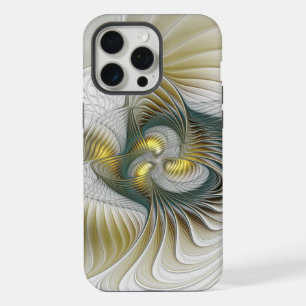 Coque iPhone 15 Pro Max Nobly Golden Turquoise Imaginaire Fractal Art