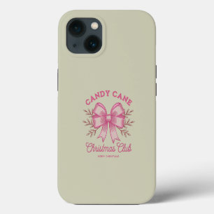 Etui iPhone 13 Noël Club Canne à Sucre Rose Saison de Noël