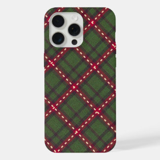 Coque iPhone 15 Pro Max Noël Cosy Festif à Carreaux Verts et Rouges