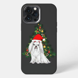 Etui iPhone 13 Pro Max Noël maltais, chien maltais Xmas avec chapeau de P