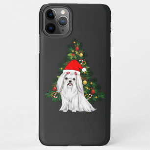 Coque iPhone 11Pro Max Noël maltais, Noël Chien maltais de Noël avec chap