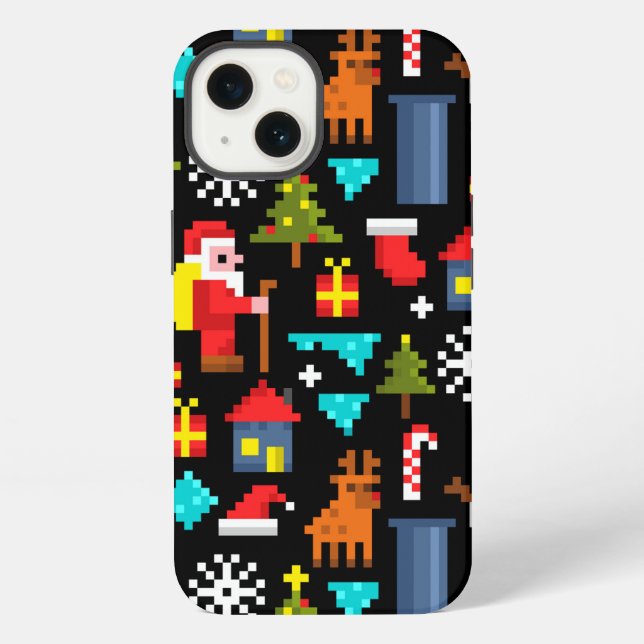 Coque iPhone Noël Pixel (Verso)