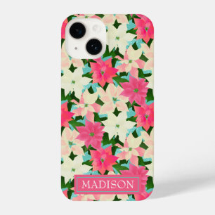 Coque Pour iPhone 14 Noël rose Poinsettias
