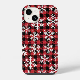 Coque Pour iPhone 14 Noël Snowflakes Buffalo Plaid Motif
